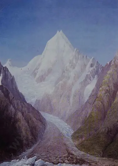 PEELE, James (1846-1905) - Mount Cook with a Tented Camp at Hooker Glacier Image 1++