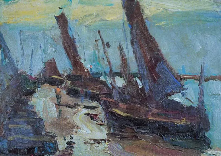 HANSEN, Armin Carl (1886-1957) - Boats at Shoreline Image 1++