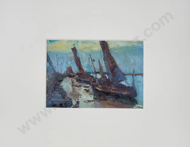 HANSEN, Armin Carl (1886-1957) - Boats at Shoreline Image 1++