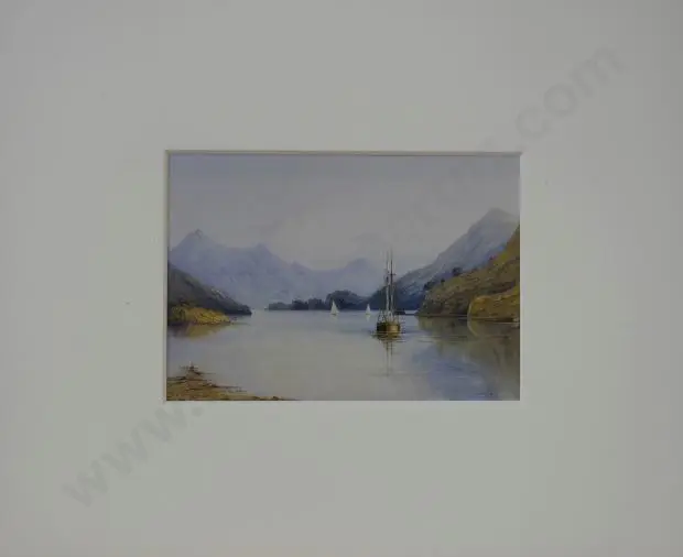 ARDEN, Frances Hamar (1841-1899) - Coastal Supply Ship Entering Sound Image 1++