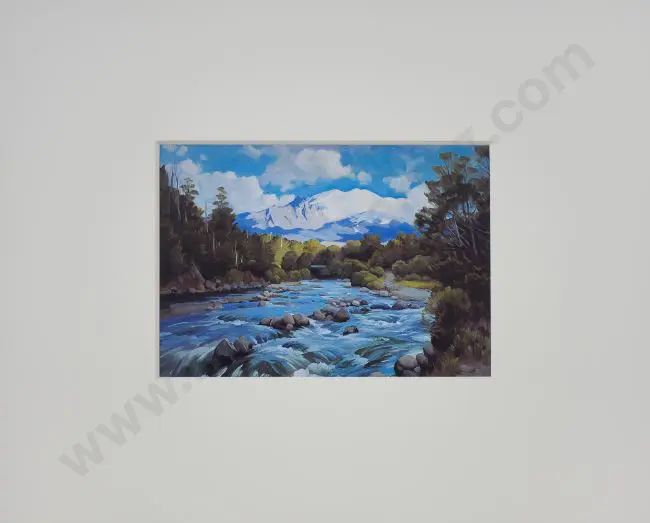 BUCKMASTER, Ernest (1897-1968) - Mount Ruapehu from the Tongariro River Image 1++