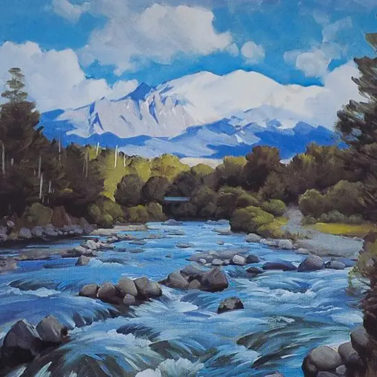 BUCKMASTER, Ernest (1897-1968) - Mount Ruapehu from the Tongariro River