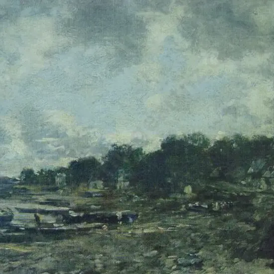 BOUDIN, Eugene (1824-1898) - Pecheur et Bateaux, Le Faou, Britanny