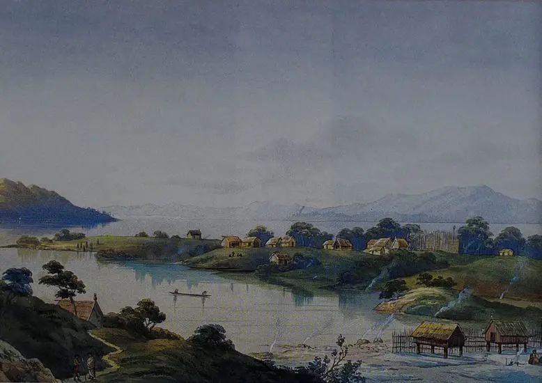 HOYTE, John Barr Clarke (1835-1913) - Ohinemutu Village, Rotorua Image 1++