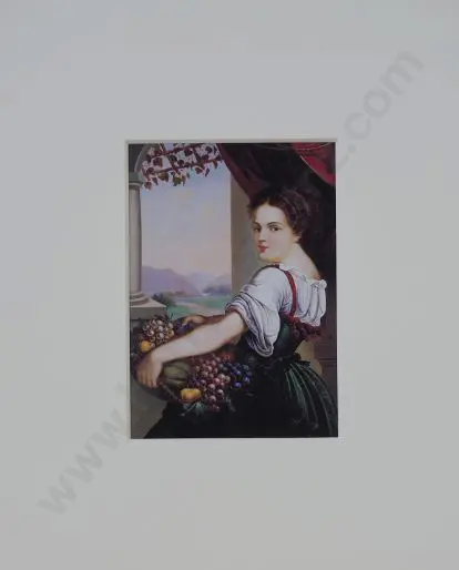 REISING, F  - Woman Holding Fruit Basket Image 1++