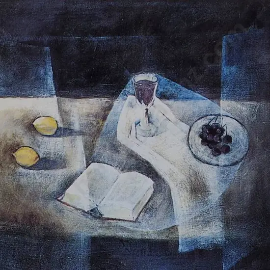 DAY, Melvin (1923-2016) - Still Life – Book, Wine, Cherries & Lemons, 1983