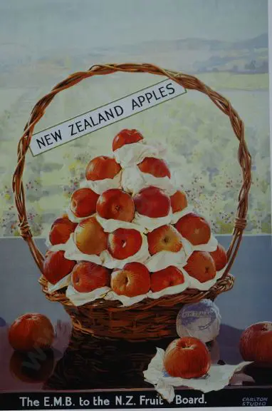 PROMOTING Prosperity - Ad from Book - New Zealand Apples - Print of Poster c. 1930 Image 1++
