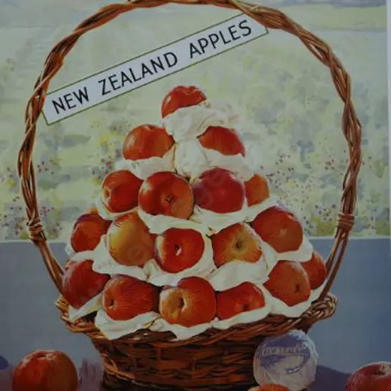 PROMOTING Prosperity - Ad from Book - New Zealand Apples - Print of Poster c. 1930