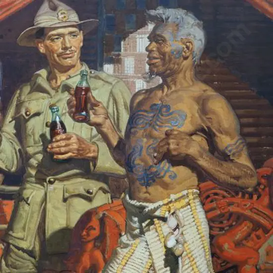 PROMOTING Prosperity - Ad from Book - Coca Cola Advertising WW2 - featuring Maori Warrior