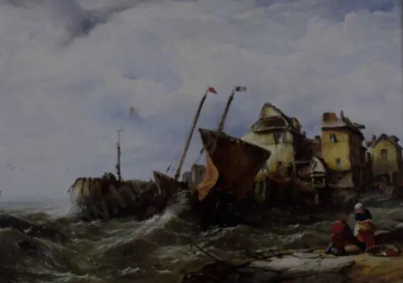 WILSON, John James (1818-1875) - European Port Scene Image 1++