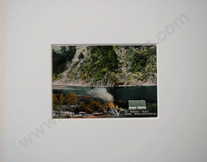 N.Z. Tourist Dept - In Mokau Inlet, Lake Waikaremoana, c.1900 Image 1++