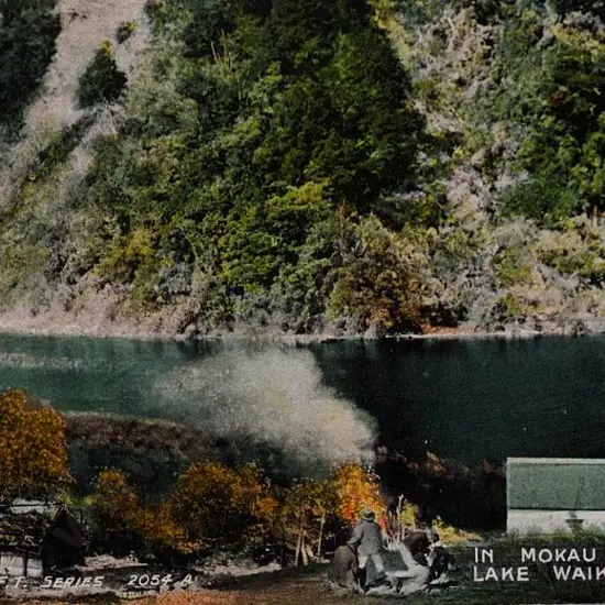 N.Z. Tourist Dept - In Mokau Inlet, Lake Waikaremoana, c.1900
