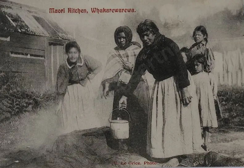 UNKNOWN - Maori Kitchen, Whakarewarewa, c.1900 Image 1++