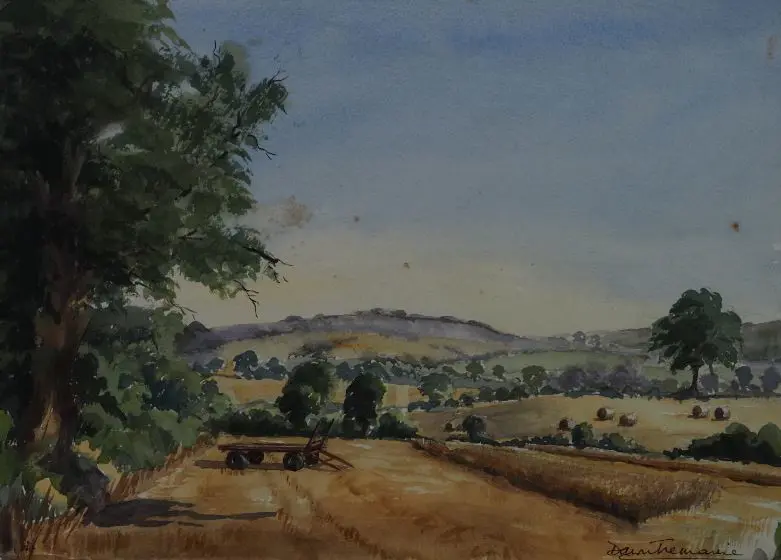 TREMAINE, Dawn (21st Cent.) - Country Field with Haystacks Image 1++