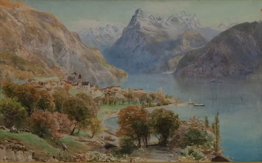 COOK, Ebenezer Wake (1844-1926) - Uri Rothstock, Lake Lucerne Image 1++
