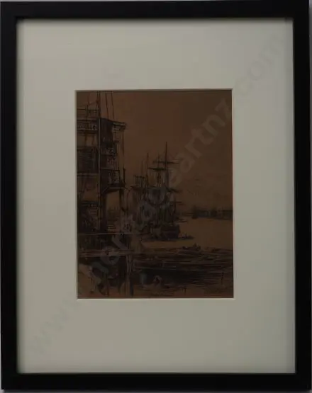 THOUROS, Josef  - Ships in Harbour, 1884 Image 1++