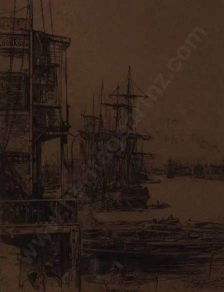 THOUROS, Josef  - Ships in Harbour, 1884 Image 1++