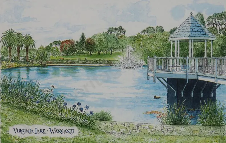 BATTARBEE, David (1939-) - Virginia Lake, Whanganui Image 1++