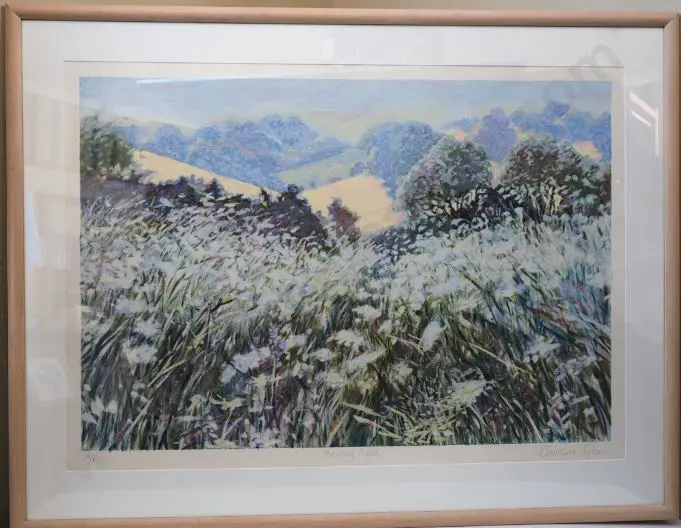 SYKES, Caroline (20th Cent.) - Morning Field - Rolling Hills with Wildflowers Image 1++