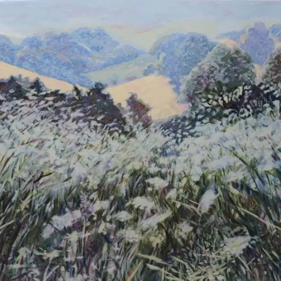 SYKES, Caroline (20th Cent.) - Morning Field - Rolling Hills with Wildflowers