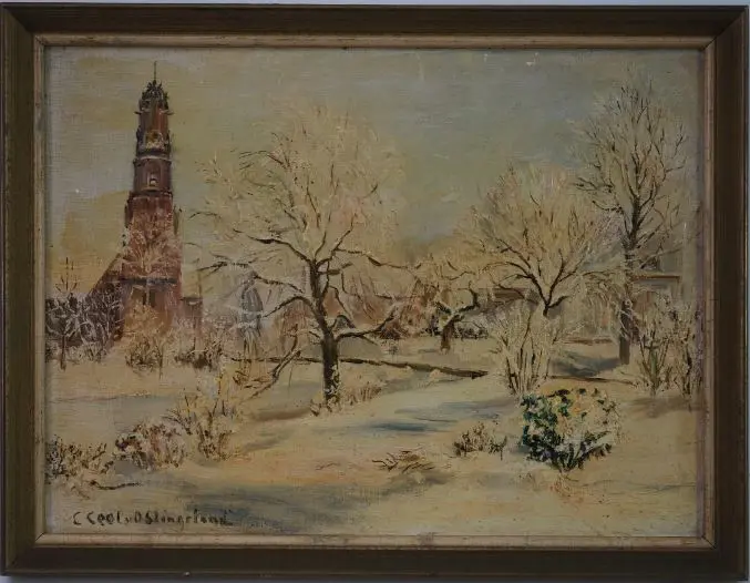 SLINGELAND, CJG Cool-van Oosten (1902-1975) - Church in Winter Image 1++