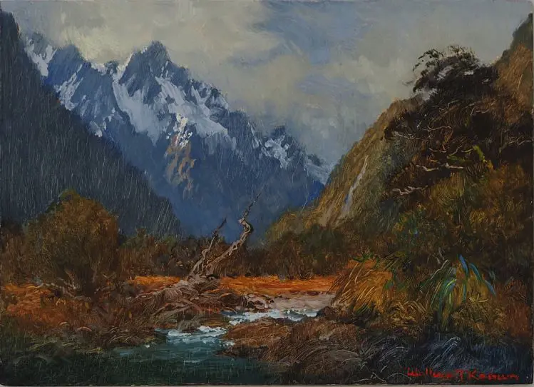 KEOWN, Wallace (1938-) - Darran Mountains, Lower Hollyford Image 1++