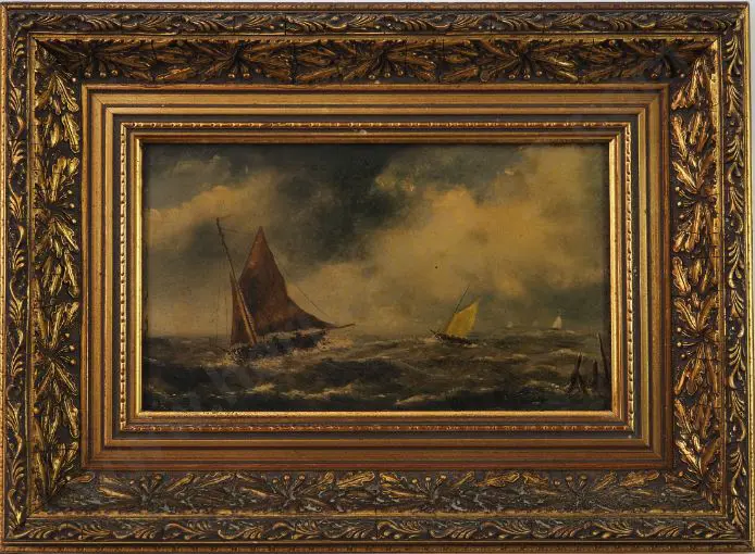 H.K. (UNKNOWN Initials) - Sailing Ships in Storm Image 1++