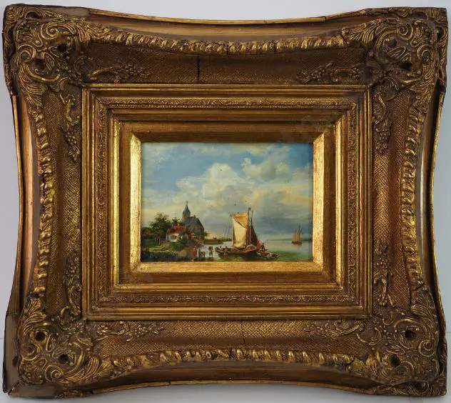 UNKNOWN - Sailing Boat in River Being Unloaded Image 1++