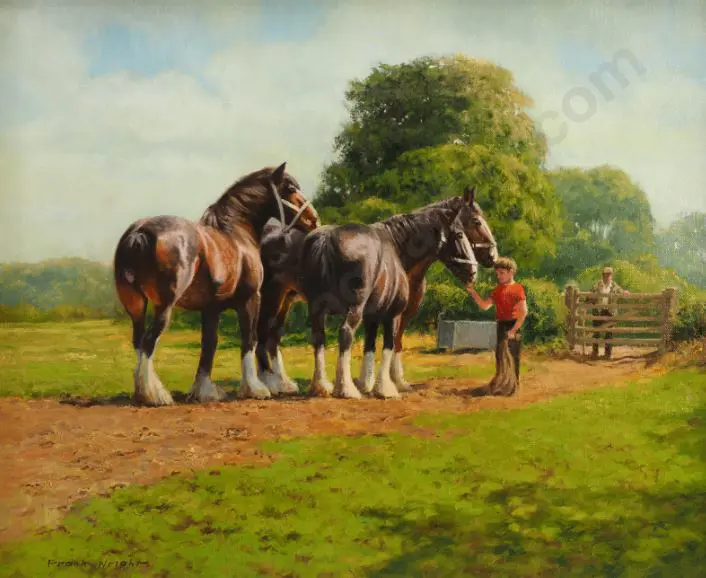WRIGHT, Frank (1928-2016) - Boy with Horses Image 1++