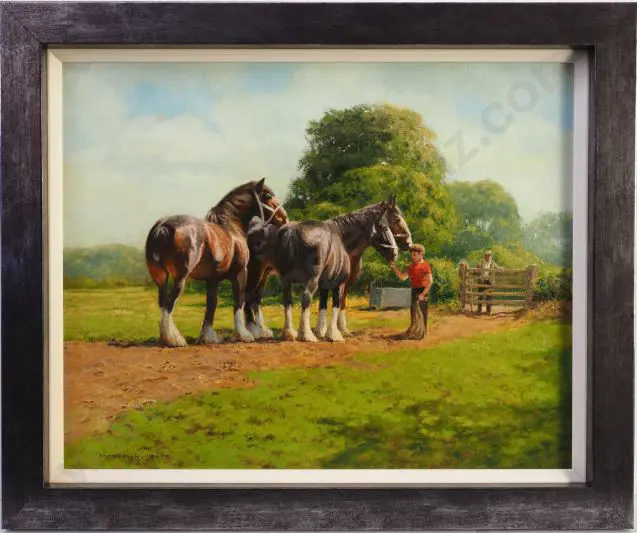WRIGHT, Frank (1928-2016) - Boy with Horses Image 1++