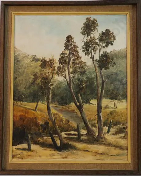 WOOKEY, Elanor (21st Cent.) - Australian Bush Scene with Gum Trees Image 1++