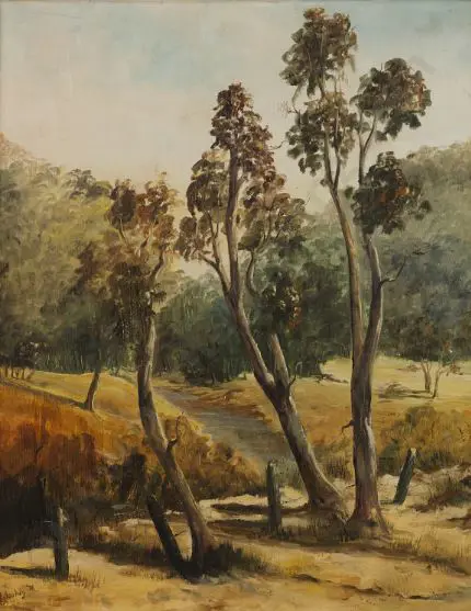 WOOKEY, Elanor (21st Cent.) - Australian Bush Scene with Gum Trees Image 1++