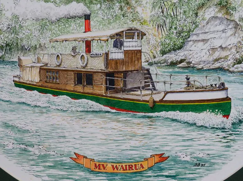 BATTARBEE, David (1939-) - The M.V. Wairua, Whanganui Image 1++