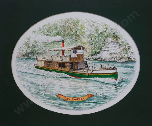 BATTARBEE, David (1939-) - The M.V. Wairua, Whanganui Image 1++