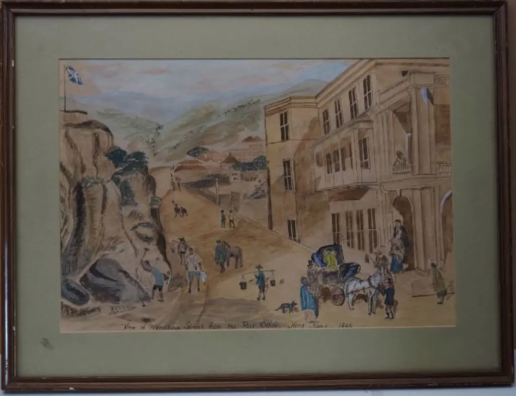 UNKNOWN artist - View of Wyndham Street, from the Post Office, Hong Kong, 1846 Image 1++