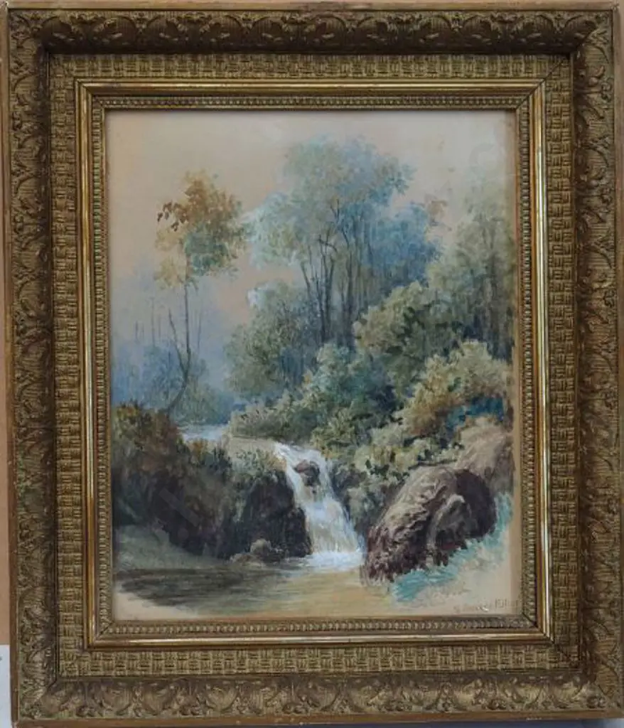 FULLER, S. Pearce (Active 1880-1910) - Waterfall in Forest Image 1++