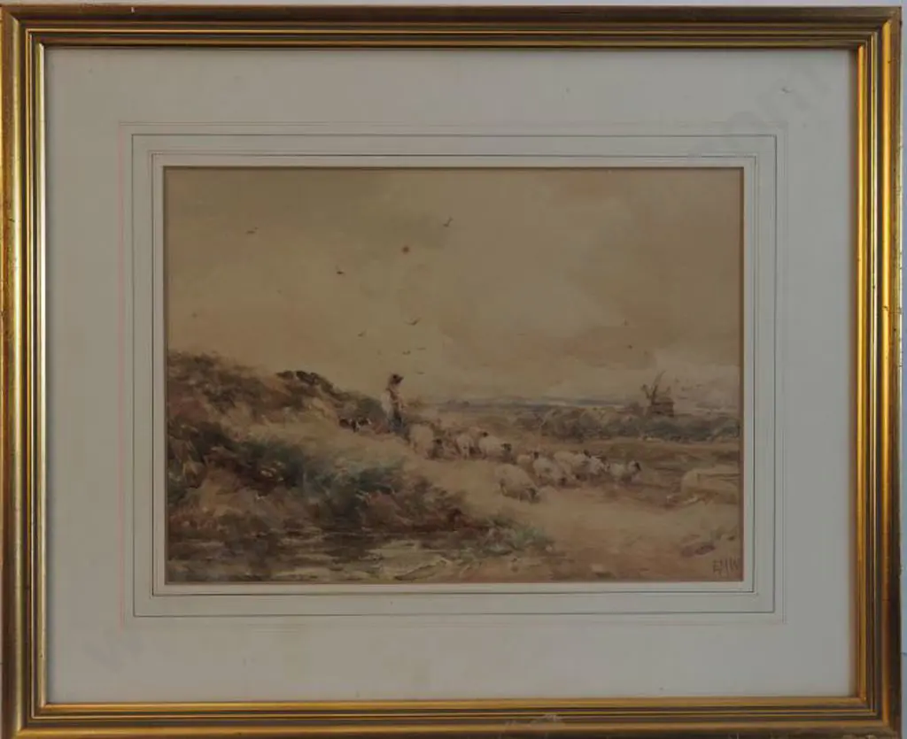 WIMPERIS, Edmund Morrison (1835-1900) - Pastoral Scene - Shepherd and his Flock Image 1++