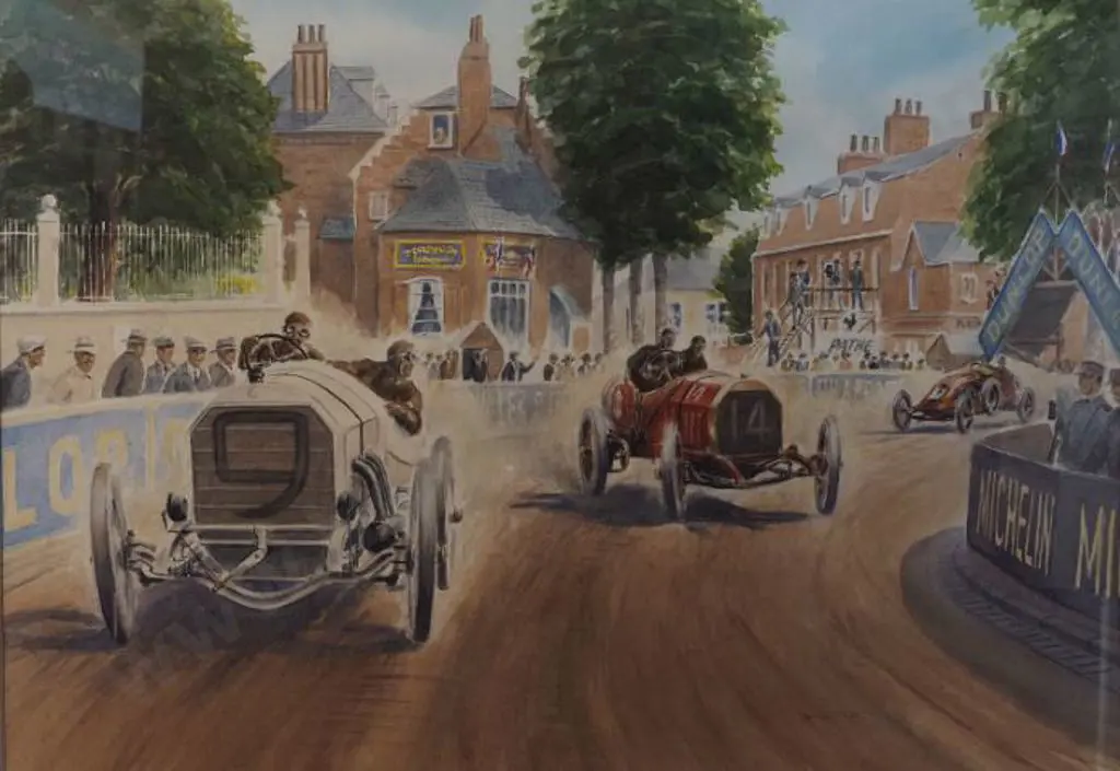 TAYLOR, Dennis (active 1950s) - French Grand Prix Racing through town c. 1900 Image 1++