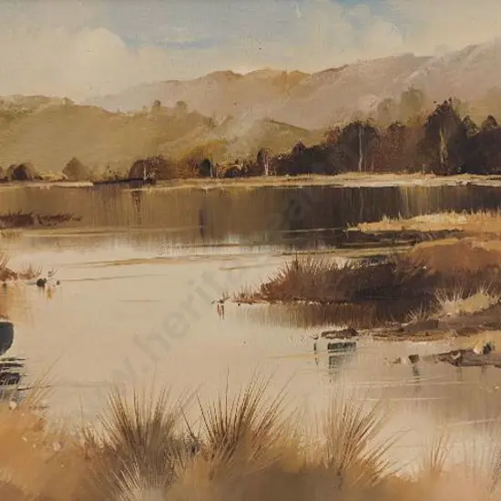 WALLERS, Peter J. (1953-) - Estuary Scene with Boat, 1984