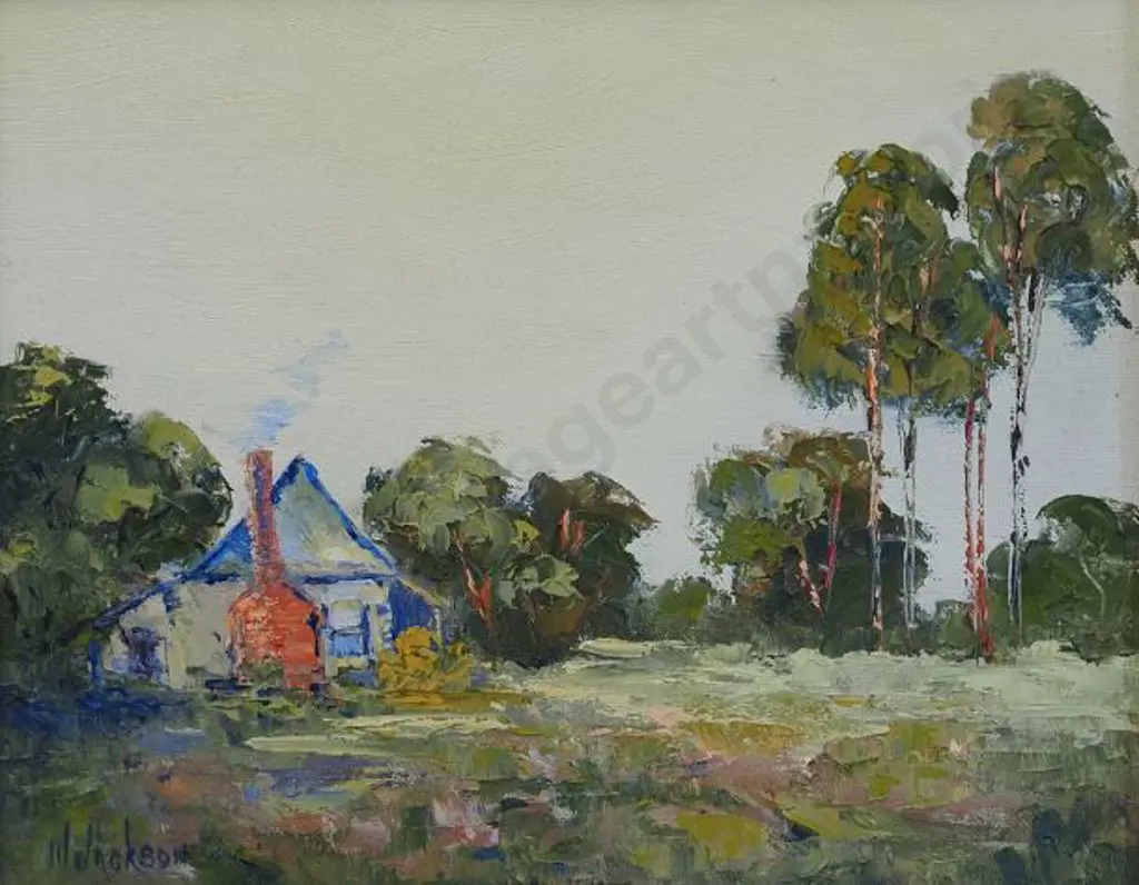 JACKSON, Mary (1946-) - Country Cottage in Trees Image 1++