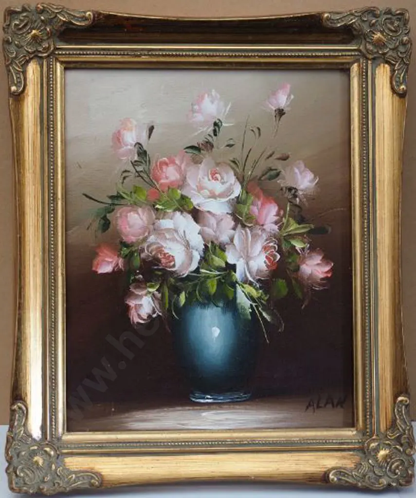 ALAN (Active 2000s) - White and Pink Roses in Vase Image 1++
