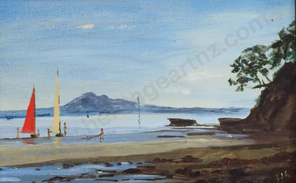 I. J. R. (Initials) - Rangitoto from Eastern Bays Image 1++
