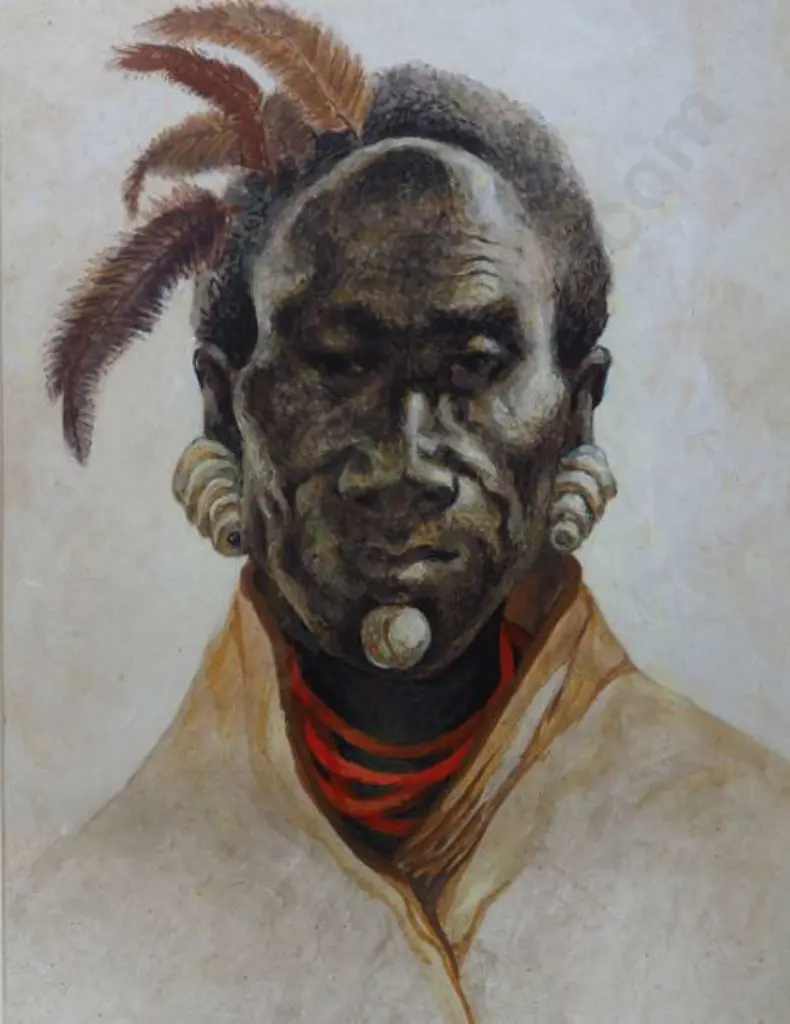 GREHAN, Joan (1920-2007) - Karamasong Tribesman, Uganda Image 1++