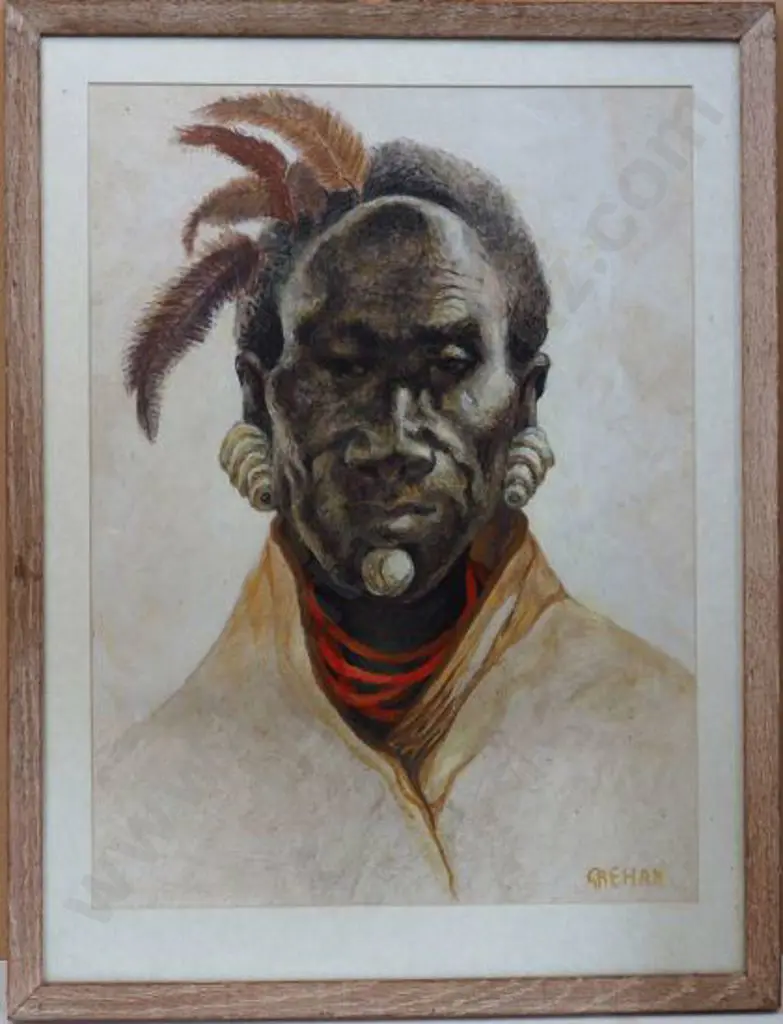 GREHAN, Joan (1920-2007) - Karamasong Tribesman, Uganda Image 1++
