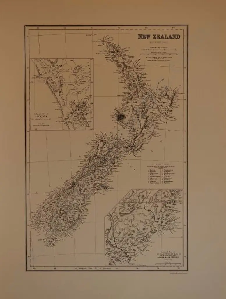 BARRAUD, Charles Decimus (1822-1897) - Map of New Zealand - Showing Auckland and the Otago Goldfields - New Zealand Graphic & Descriptive (1877) Image 1++
