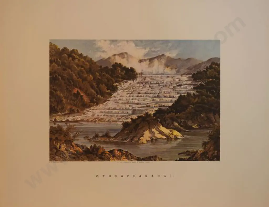 BARRAUD, Charles Decimus (1822-1897) - Otukapuarangi (Pink Terraces) - New Zealand Graphic & Descriptive (1877) Image 1++