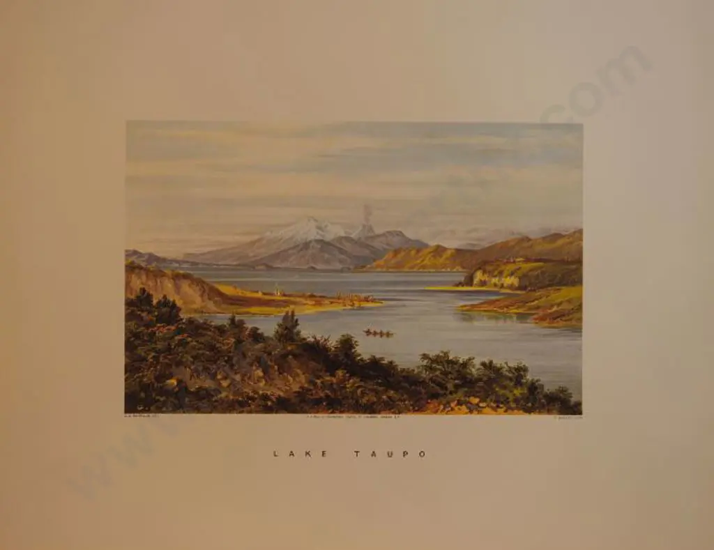 BARRAUD, Charles Decimus (1822-1897) - Lake Taupo - New Zealand Graphic & Descriptive (1877) Image 1++