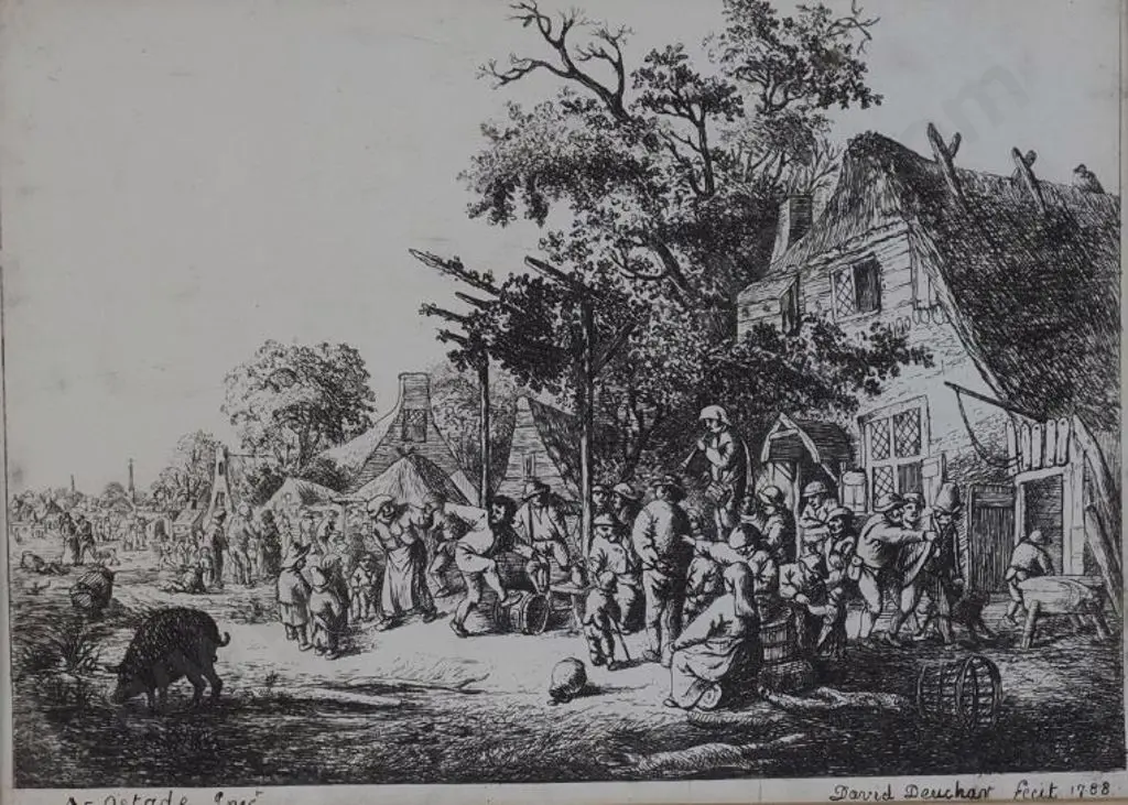 DEUCHAR, David (1743-1808) - Gathering at the Inn Image 1++
