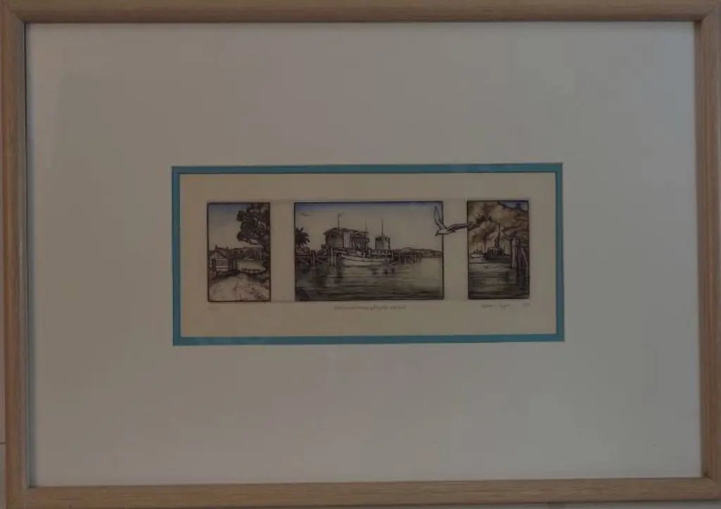 TAYLOR. Mary E. (1948-) - Whitianga. Mercury Bay, Tryptich, 1989 Image 1++