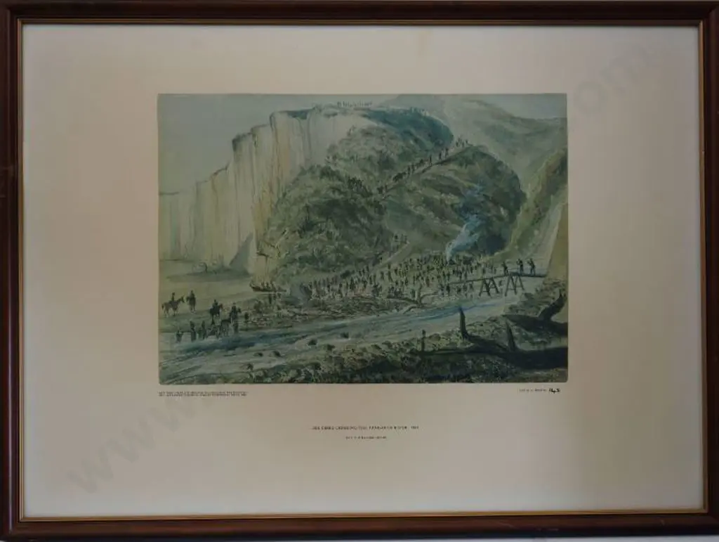 WILLIAMS, E. A. (1824-1898) - Soldiers Cross the Tangahoe River, 1865 Image 1++
